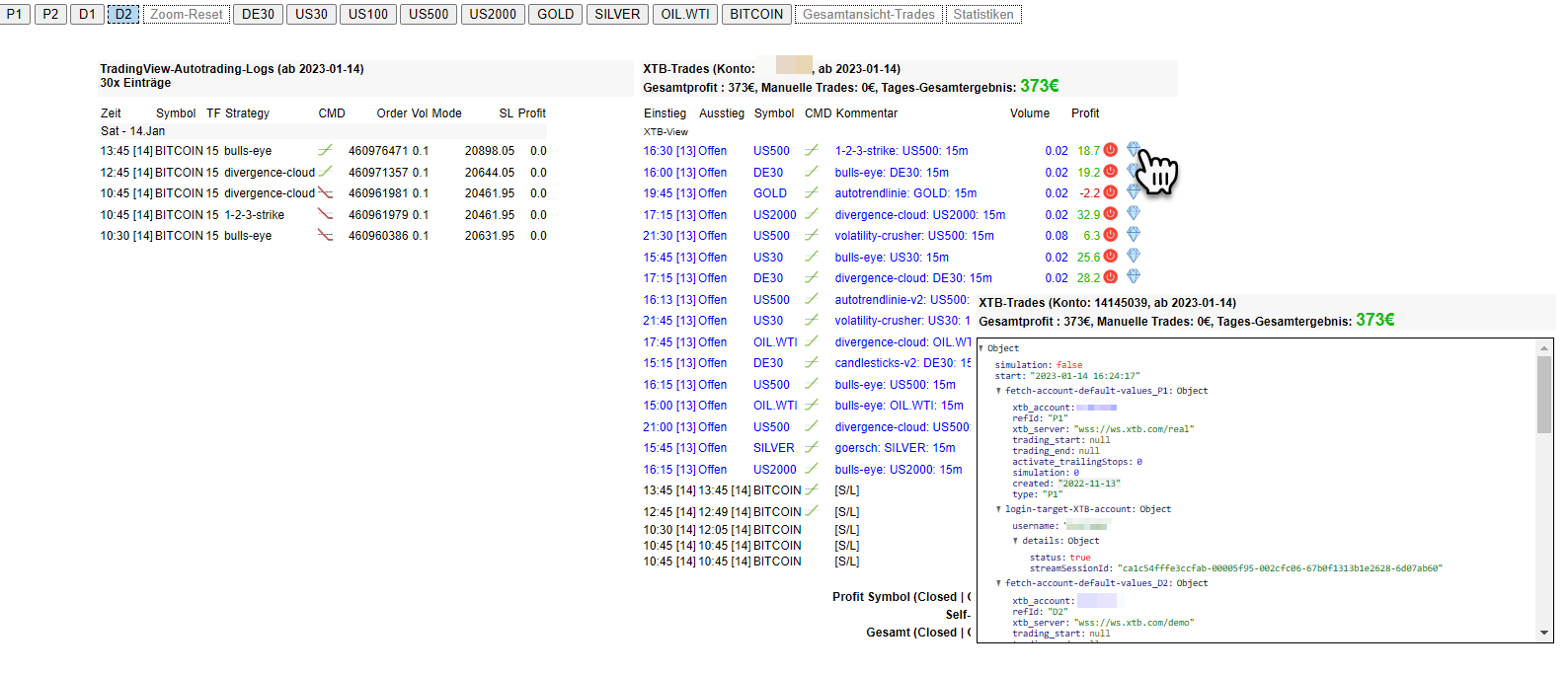 Manual copy trading UI